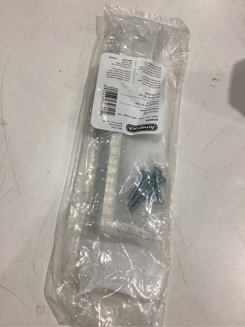 Condition photo showing Good Condition for Amerock BP36908PN | Polished Nickel Cabinet Pull | 7-9/16 inch (192mm) Center-to-Center Cabinet Handle | Monument | Furniture Hardware 7-9/16 inch (192mm) Center-to-Center Single Polished Nickel