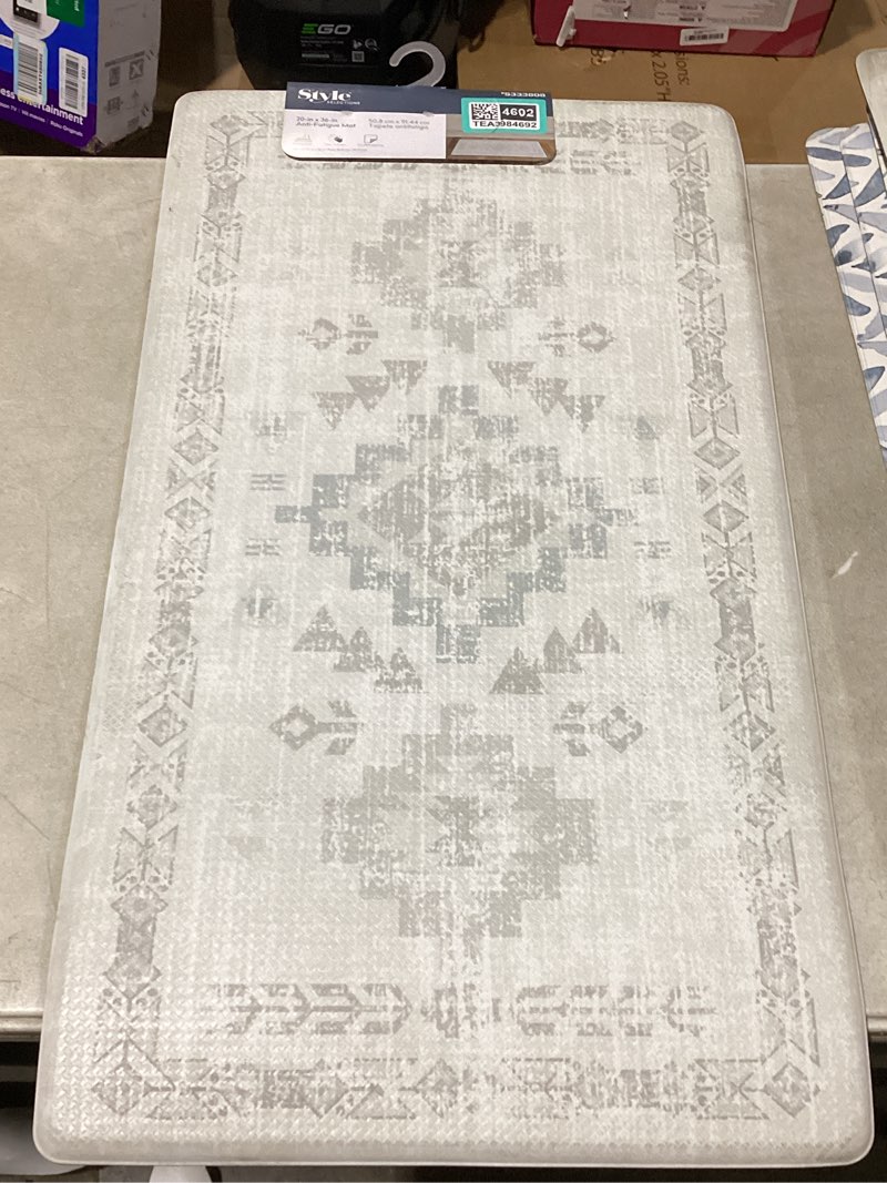 Condition photo showing New/Like New for style selections anti-fatigue mat 20-in x 36-in grey boho non-slip grip indoor kitchen mat