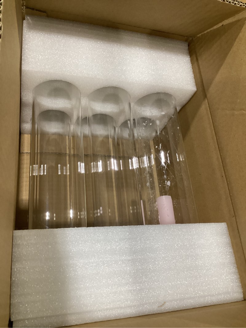 Condition photo showing As Is for Hurricane Glass Candle Holder Set of 12 with Clear Taper Candle Holders Base - 14" Tall Clear Glass Taper Candlestick Holders Windproof for Wedding Table Centerpiece Home Decor