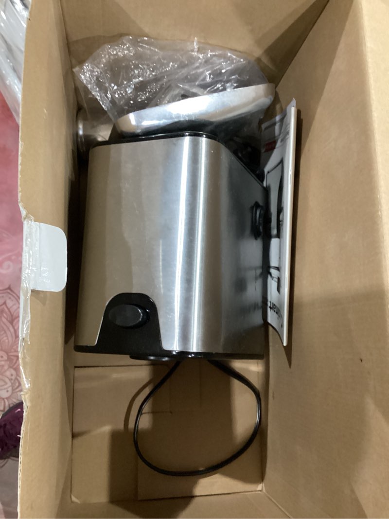 Condition photo showing As Is for cuisinart electric meat grinder, stainless steel cuisinart meat grinder