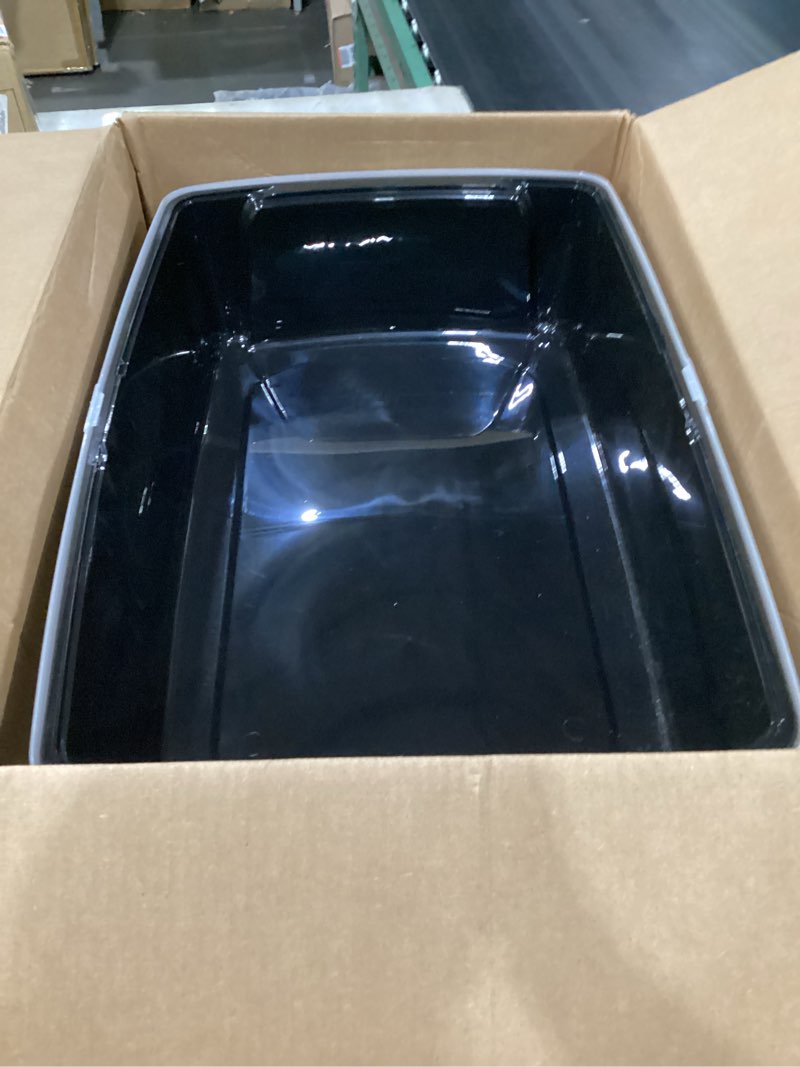 Condition photo showing Good Condition for iris usa cat litter box xx-large open top with high sided walls tall scatter shield scoop included easy clean plastic pan for big cats kittens multi-cat households 30"l x 20"w x 14"h black xxl black