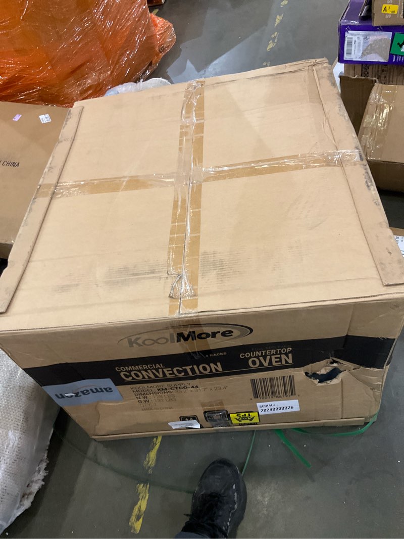 Condition photo showing As Is for koolmore 32 in. commercial countertop convection oven, holds full size pans, 4 racks and 3500w of power, 240v in stainless-steel, etl listed for safety and sanitation (km-ctco-44) 4.4 cu. ft.