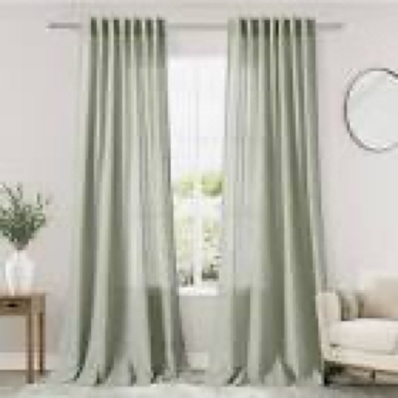 sage green curtains 84 inch length 2 panels for bedroom back tab light filtering semi sheer drapes linen textured light green airy modern farmhouse living room sage aesthetic decor sage green 52\"w x 84\"l (pack of 2)