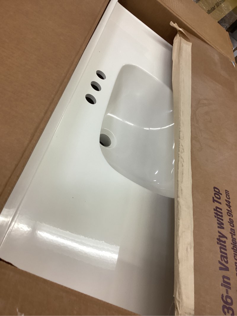 Condition photo showing As Is for Project Source 36-in Gray Single Sink Bathroom Vanity 