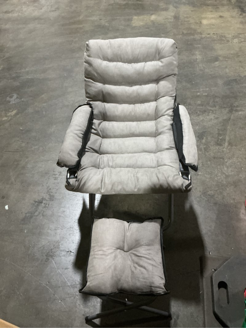 Condition photo showing Good Condition for lazy chair with ottoman grey modern lounge accent corner armchair with footrest