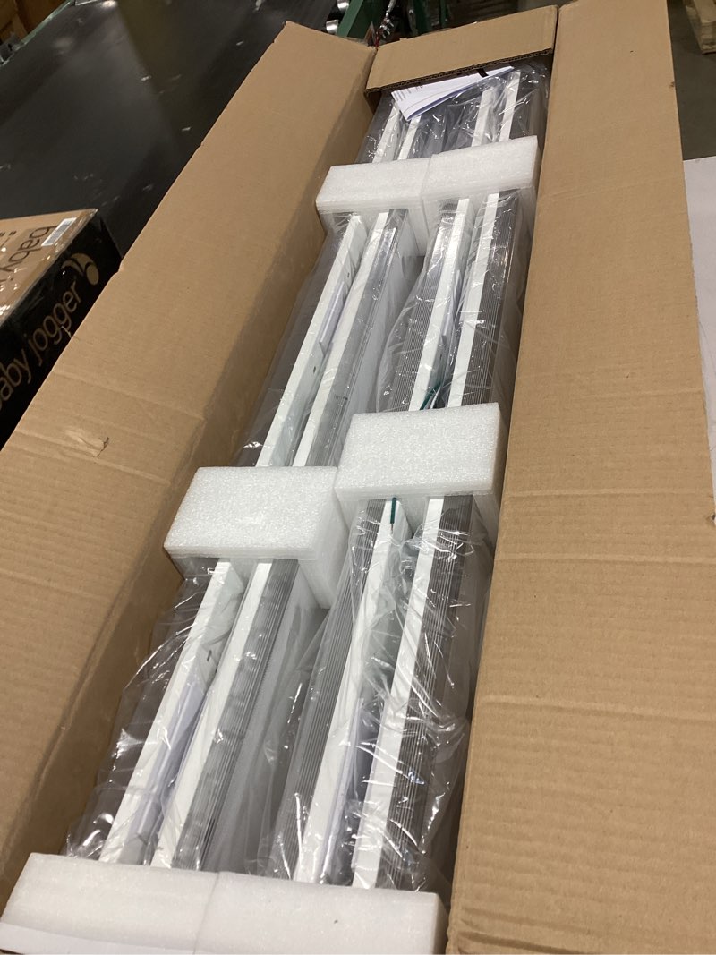 Condition photo showing As Is for 4FT LED Wraparound Light 75W/65W/55W, 8250lm/7150lm/6050lm, 3000K/4000K/5000K 4 Foot LED Wrap Light Fixture, Flush Mount for Garage Workshop, Fluorescent Light Replacement Office, ETL 4 Pack 4FT 4Pack