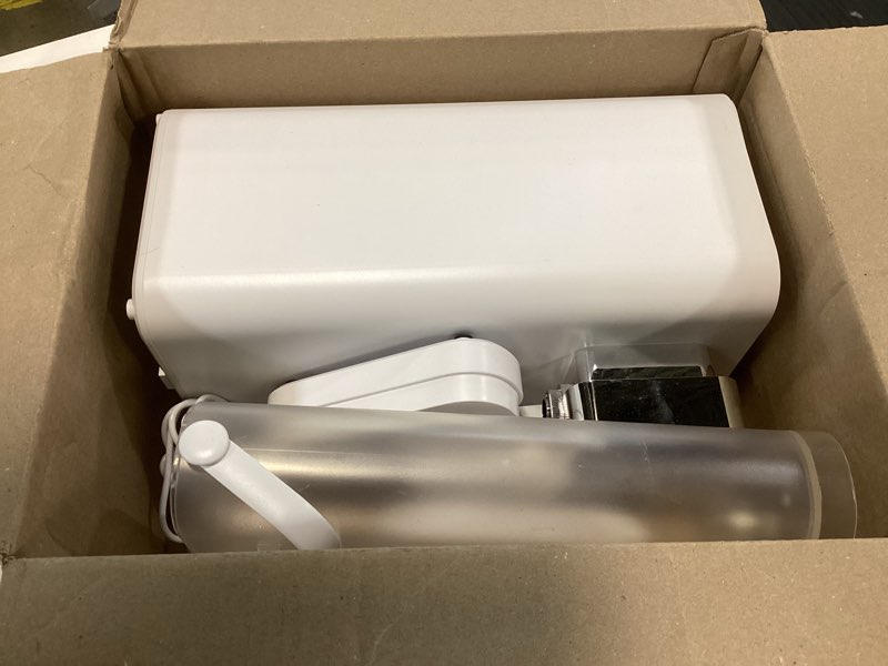 Condition photo showing As Is for brio simpl w2 countertop water dispenser w/refillable 2.5l water tank, 2-in-1 sediment & carbon filter included, room temp., led display w/touch buttons, no plumbing necessary, white