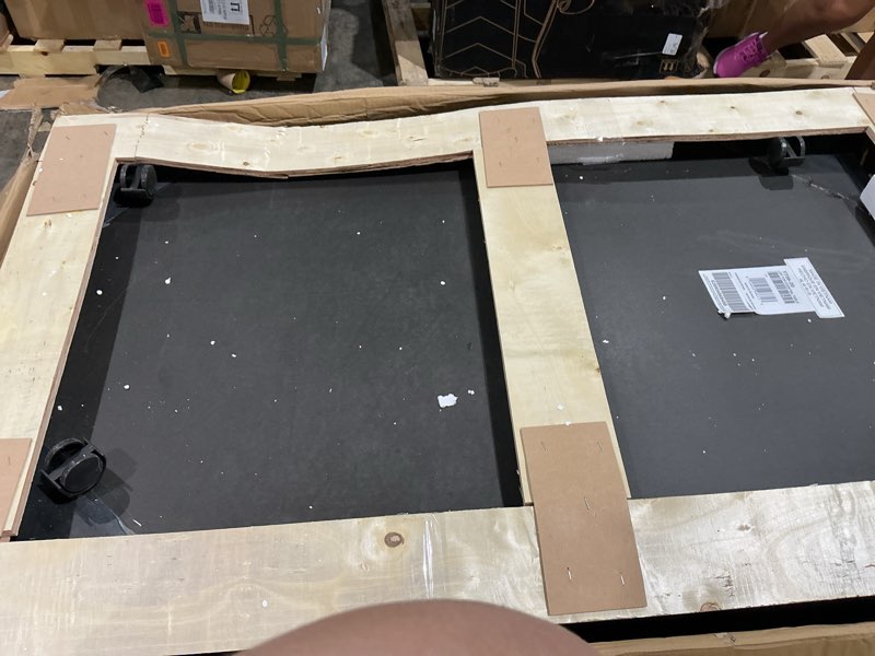 Condition photo showing As Is for signature design by ashley tyler creek rustic farmhouse lift top coffee table with drawers, brown & black