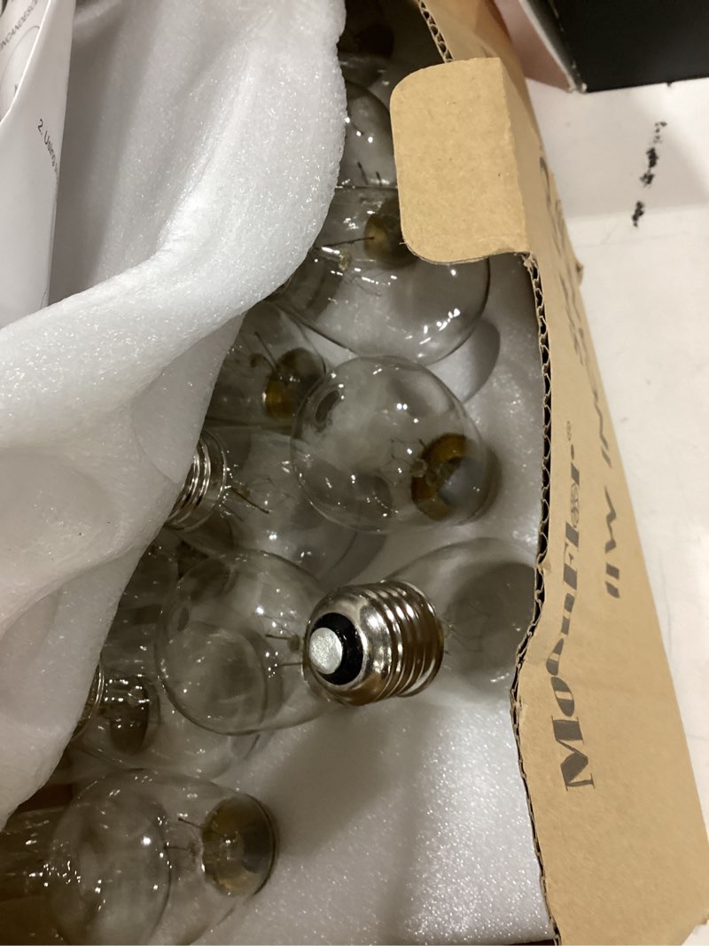 Condition photo showing New/Like New for 26 pack s14 incandescent light bulbs - 11w 2700k warm white, waterproof glass, dimmable e26 edison bulbs for outdoor string lights, patio lighting & replacement bulbs, ul listed