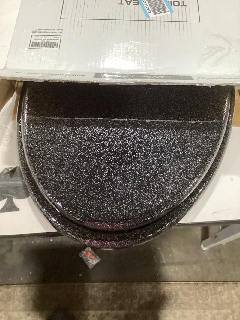 Condition photo showing Good Condition for Angol Shiold Glitter Toilet Seat Molded Wood Elongated Toilet Seat with Quietly Close and Quick Release Hinges, Easy to Install also Easy to Clean (Elongated 18.5'', Black) Elongated 18.5‘’ Black