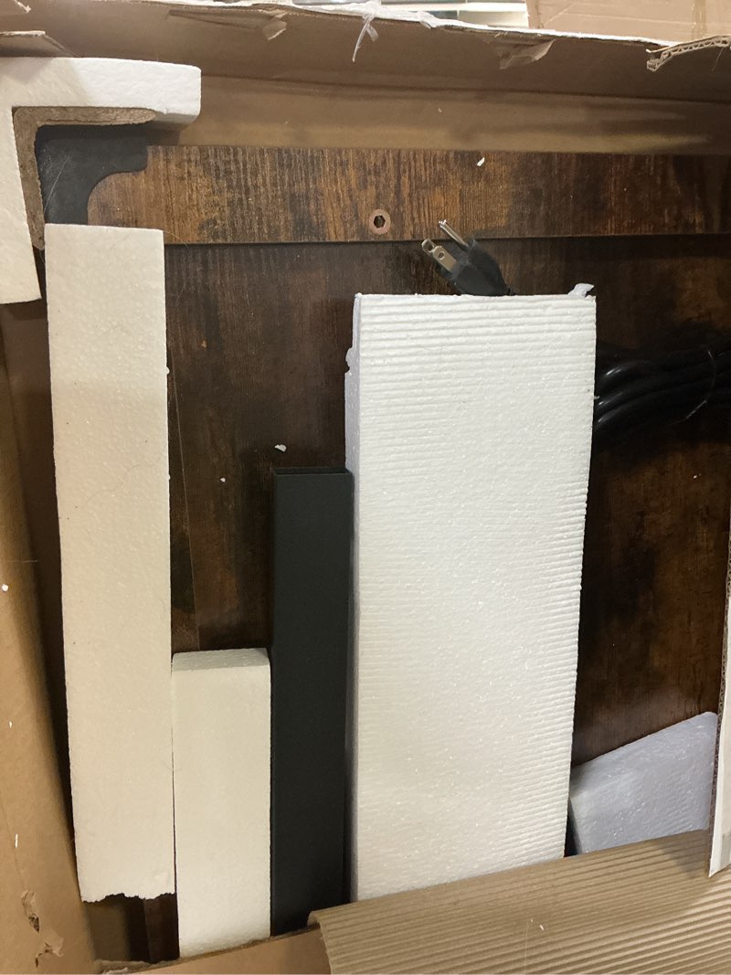 Condition photo showing As Is for Huuger 55 x 24 inch Desk with Power Outlets & USB-C, Deeper & Thicker Desktop, Robust Metal Tubes, Computer Desk, Heavy Duty Office Desk, Work Gaming Desk for Home Office, Rustic Brown