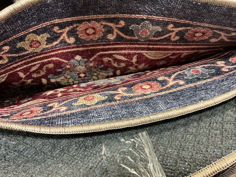 Condition photo showing As Is for Well Woven Asha Rome Navy Blue Red 9'10" x 13' Area Rug - Oriental Floral Pattern, Easy Clean, Floor
