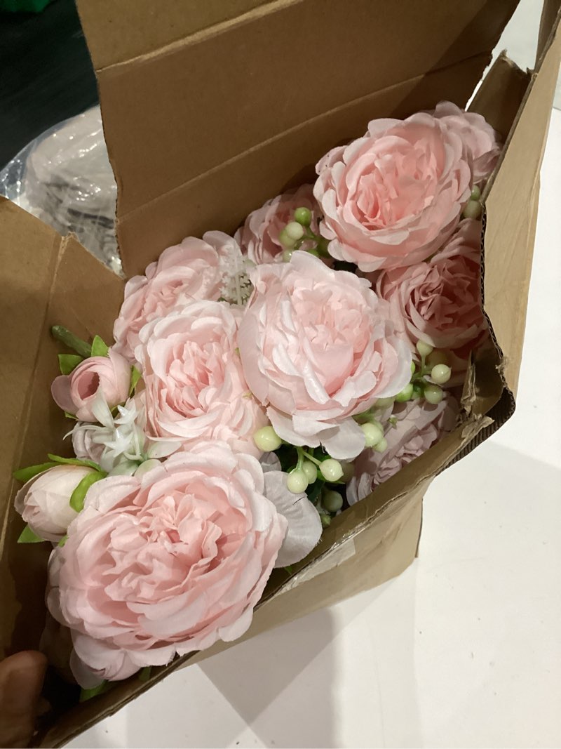Condition photo showing Good Condition for geosar 8 bundles artificial peonies flowers fake silk peony bouquet faux peonies flowers bulk for decoration vase floral arrangements wedding party table (light pink,light blue) light pink, light blue 8
