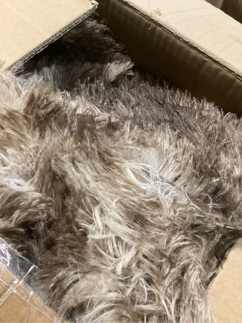 Condition photo showing Good Condition for shag area rugs for bedroom living room,8x10 ultra soft fluffy area rugs for dorm,indoor carpet nursery rugs for kids girls room home decor, mottling brown 8' x 10' (rectangular) mottling brown