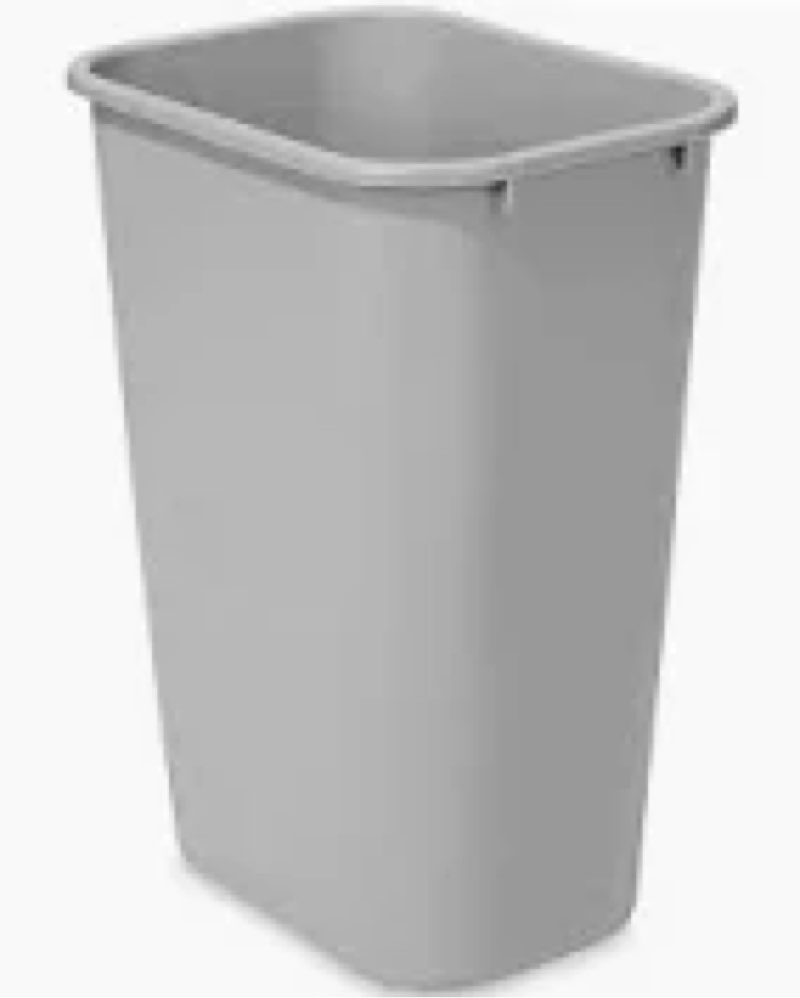 RUBBERMAID Soft Molded Plastic Wastebasket, Rectangular, 10.25gal, Gray 