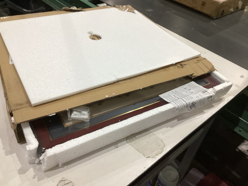 Condition photo showing As Is for diploma frame 14x17 with black mat fits document, certificate or 16x20 picture without mat, 17x14 cherry red frame for wall mounting black 16x20 for 14x17