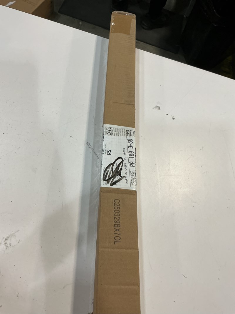 Condition photo showing Good Condition for Amazon Basics Adjustable Sturdy Spring Tension Curtain Rod, No Drilling/No Holes, 36-54", Black, Classic Finial Black 36-54" Indoor