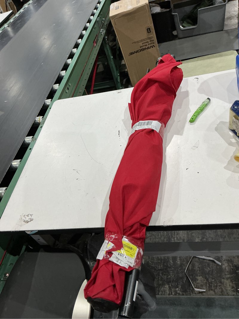 Condition photo showing Good Condition for mainstays outdoor  square market patio umbrella, push-up only function red