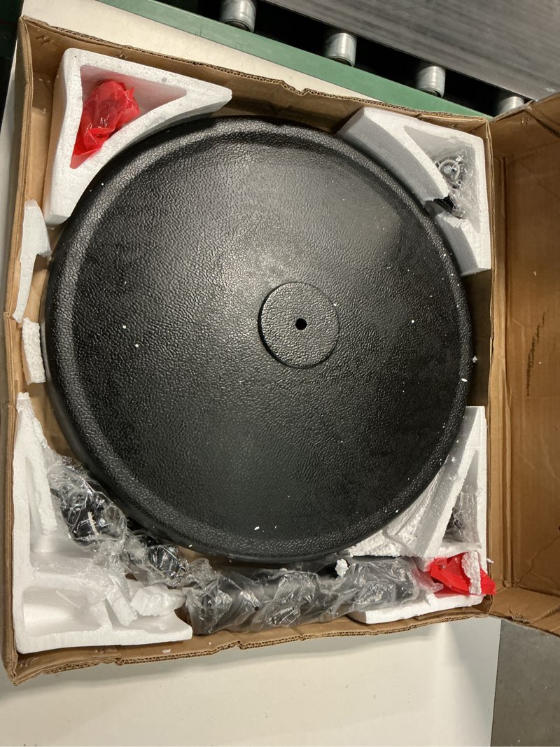Condition photo showing New/Like New for helios&hestia 44 lb heavy duty umbrella base with rolling wheels, round resin stand weight for patio outdoor market table umbrella, black 44lb with wheel