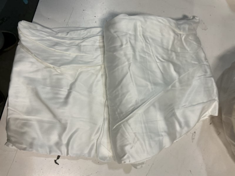 Condition photo showing As Is for quince bamboo duvet cover set, king/cal king, white