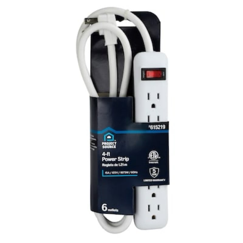 project source 4-ft 6 -outlet indoor white power strip