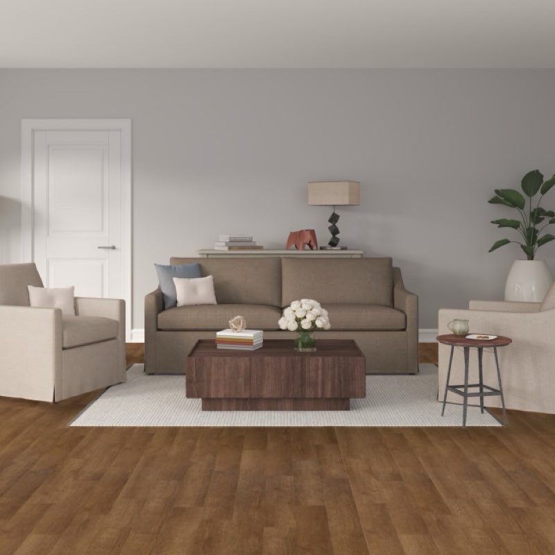 style selections brown 6-in wide x 4-2/5-mm thick waterproof interlocking luxury vinyl plank flooring (22.17-sq ft)