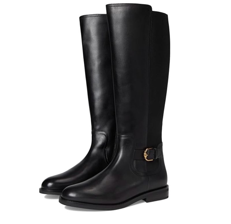 Cole Haan Celestina Riding Boots Women's Boots Black Leather : 9.5 B - Medium