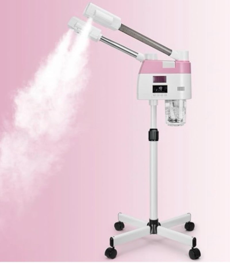 professional facial steamer,2 in 1 facial steamers with hot&cool mist, height adjustable face steamer, pink esthetician steamer for home salon spa