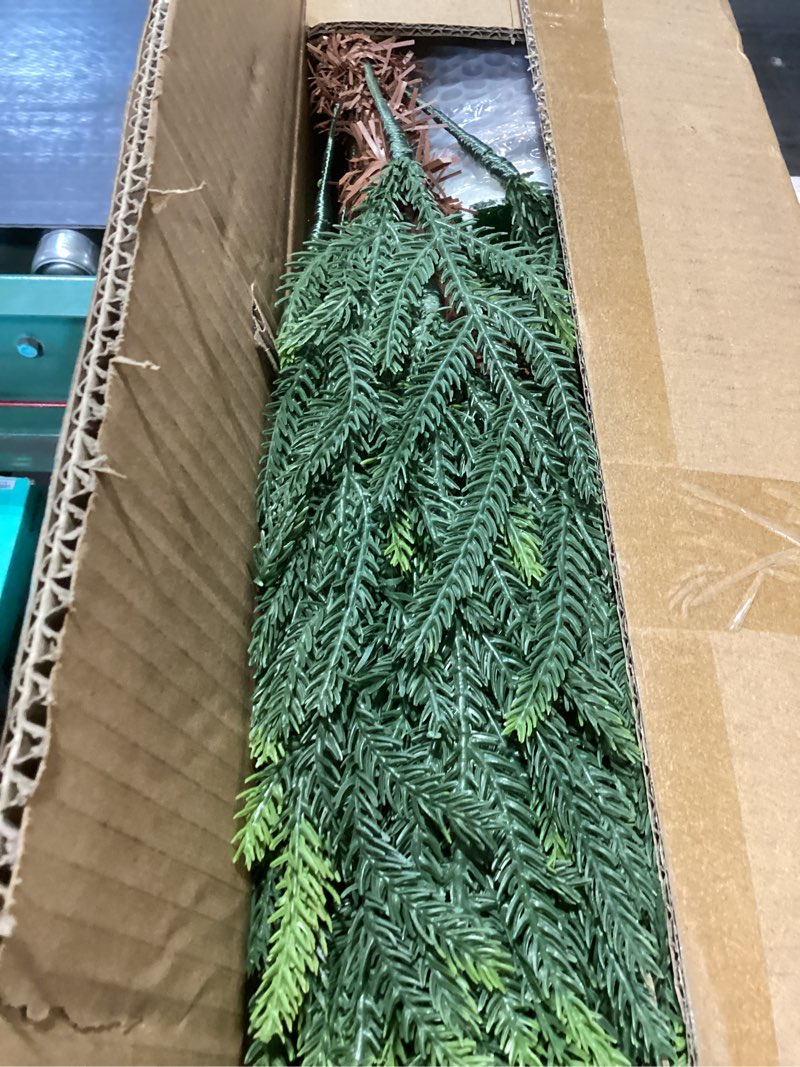 Condition photo showing As Is for 4.2 ft real touch norfolk pine christmas tree - christmas decorations - artificial shrubs fake potted plants faux bushes for christmas decorations outdoor indoor home front porch decor