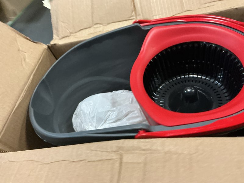 Condition photo showing As Is for O-Cedar EasyWring Microfiber Spin Mop, Bucket Floor Cleaning System, Red, Gray, Standard Easywring Spin Mop & Bucket