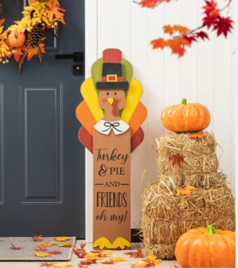 Glitzhome Wooden Thanksgiving Turkey Porch Sign, Farmhouse Hanging Decor for Fall Harvest, Rustic Standing Turkey, 40"H Brand: Glitzhome