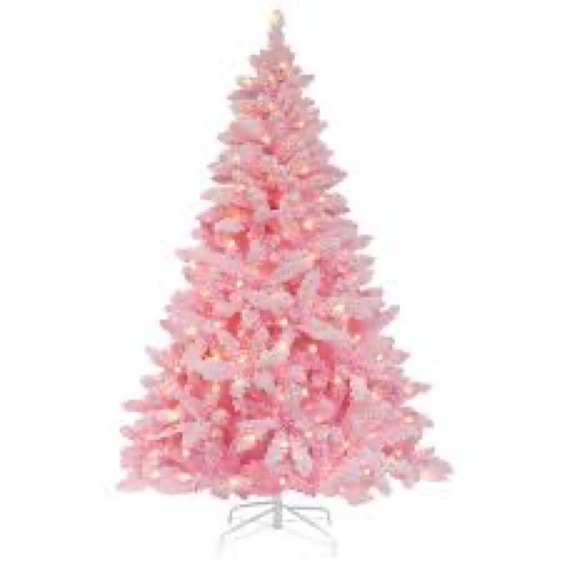 6 ft pink pop up christmas tree, pre-lit collapsible artificial christmas tree with 150 led lights, 