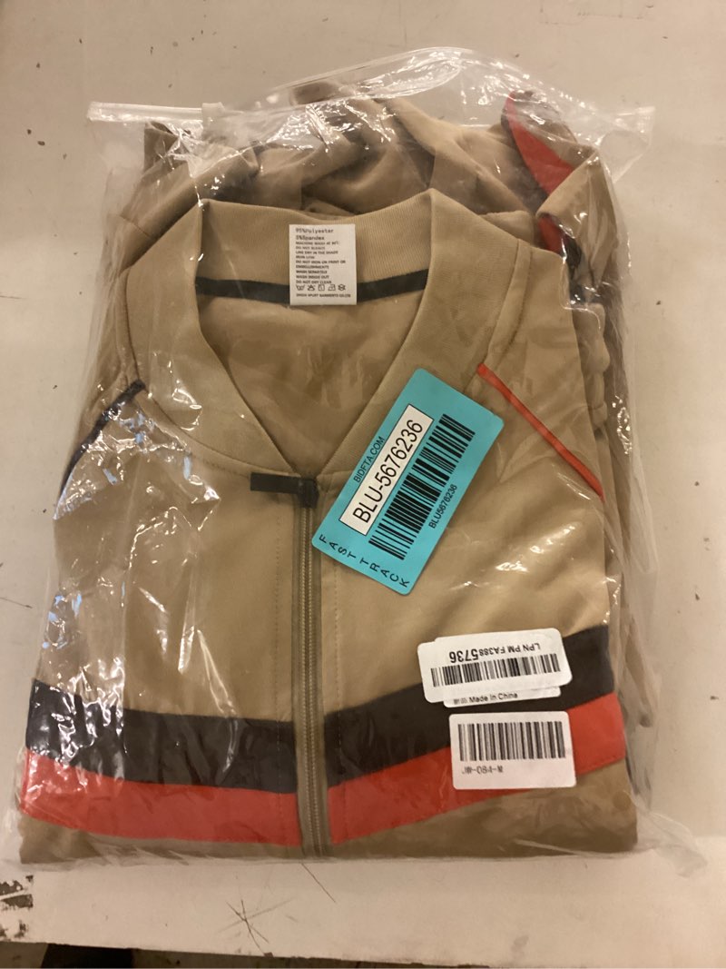 Condition photo showing New/Like New for jian wang tan zip up jacket (no pants)