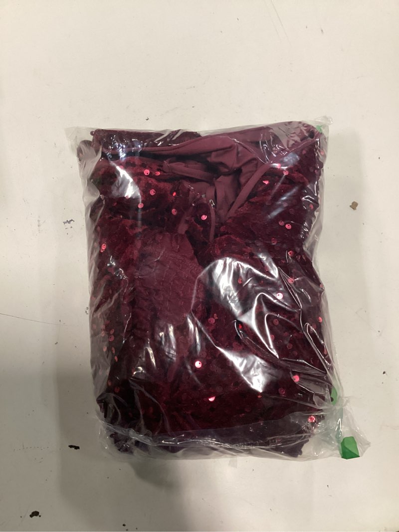 Condition photo showing New/Like New for evening formal dresses for women sequin prom cocktail dress party sexy maxi elegant night gown wine red small
