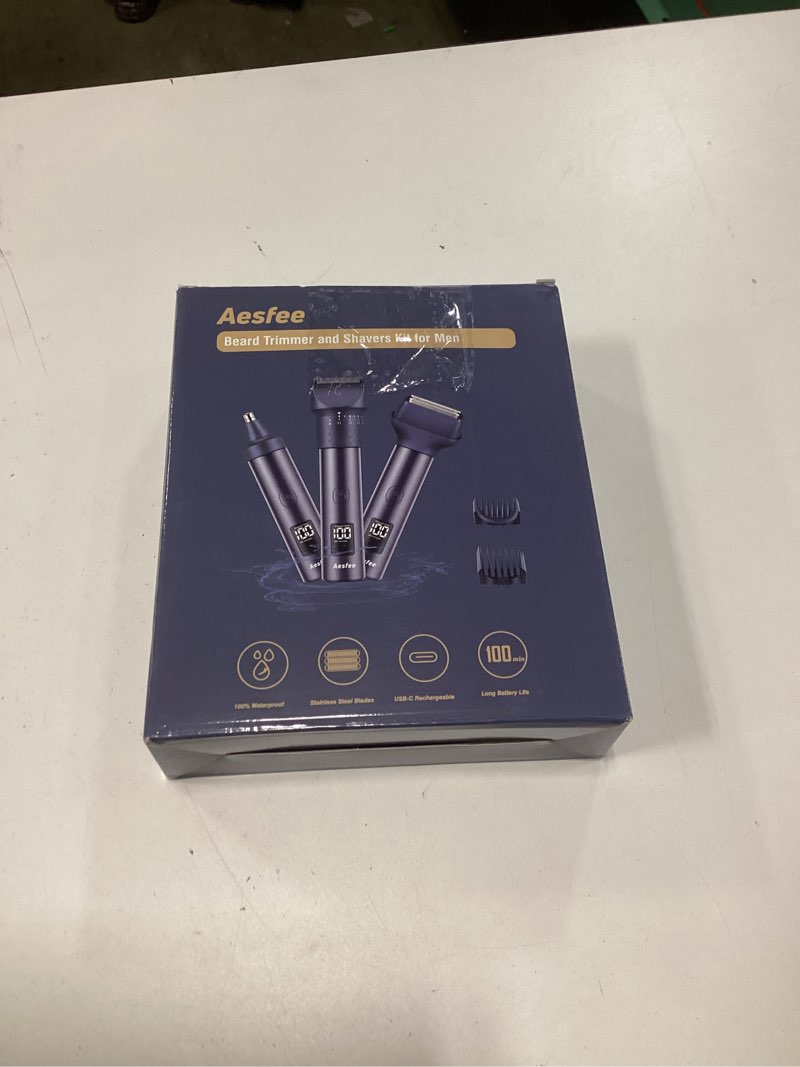 Condition photo showing New/Like New for beard trimmer and clippers set for men with foil shavers, precise dial adjustable 20 settings, professional 3-in-1 mens grooming kit with nose trimmer ipx7 waterproof wet and dry, usb-c rechargeable