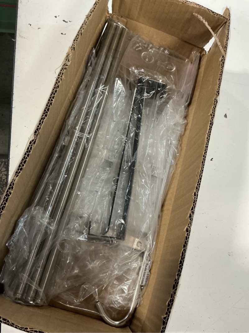 Condition photo showing Good Condition for over the door towel rack, 304 stainless steel towel racks for bathroom with 3-tier adjustable pole, 2 punch-free screw stickers, 22.83 * 17.71-29.52 * 6.14 inch, silver