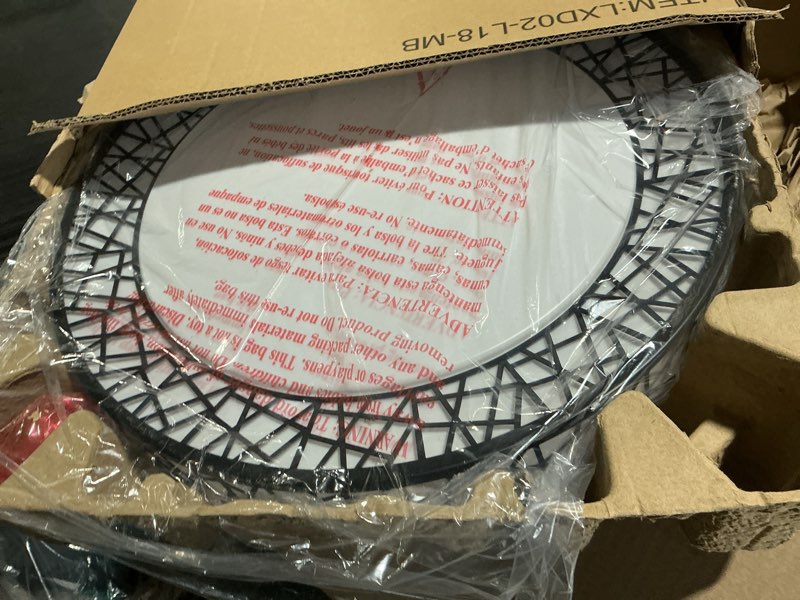 Condition photo showing Good Condition for 18 Inch Flush Mount Ceiling Light, Modern Black LED Ceiling Light Fixture, 35W 3500LM 2700-6500K Adjustable, Dimmable Ceiling Lights for Bedroom, Kitchen, Hallway, Bathroom, ETL Listed 18 inch Black