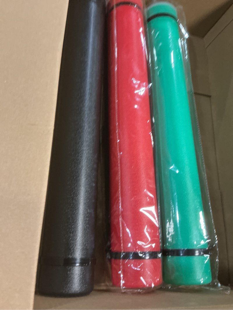 Condition photo showing Good Condition for mimorou 3 pcs extendable poster tubes plastic document storage tube with carrying strap 24-40 inch expanding blueprint holder telescoping cap waterproof art (black, green, red)