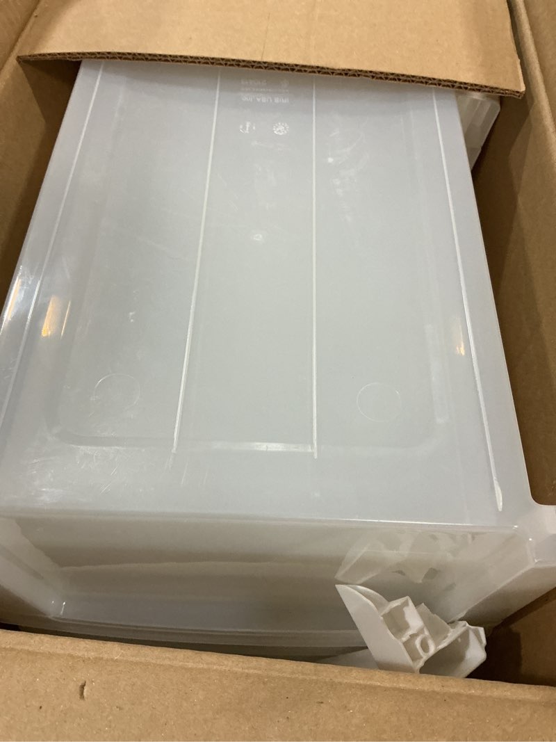 Condition photo showing Good Condition for IRIS USA Plastic Drawer Storage Organizer, 3-Drawers, 2-Pack, for Classroom Art Craft Supplies, Bathroom Bedroom, Laundry Room, White/Clear White 3 Drawer - 2 Pack