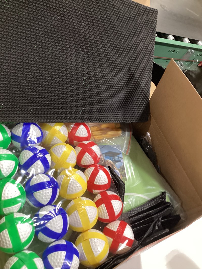 Condition photo showing Good Condition for vitality sports golf chipping game with hitting mat, 72"x48" double-sided sticky golf practice mat with 20 sticky balls & 4 darts, golf chipping game for adults & kids indoor/outdoor/backyard