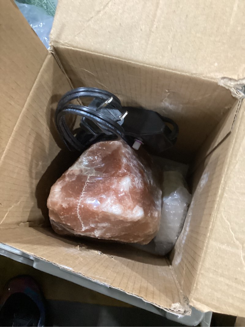 Condition photo showing New/Like New for himalayan salt lamp with dimmer switch - natural crystal rock night light for home decor - hand carved salt lamp with wooden base - soothing amber glow night light & gifts 4-6lb