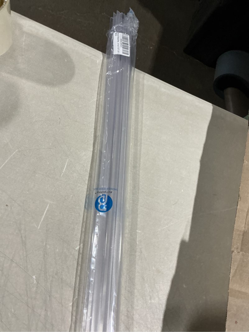 Condition photo showing As Is for premium frameless shower door bottom seal strip for glass doors - shower door seal sweep (1/2” x 39”, clear vinyl) 1/2”x 39”