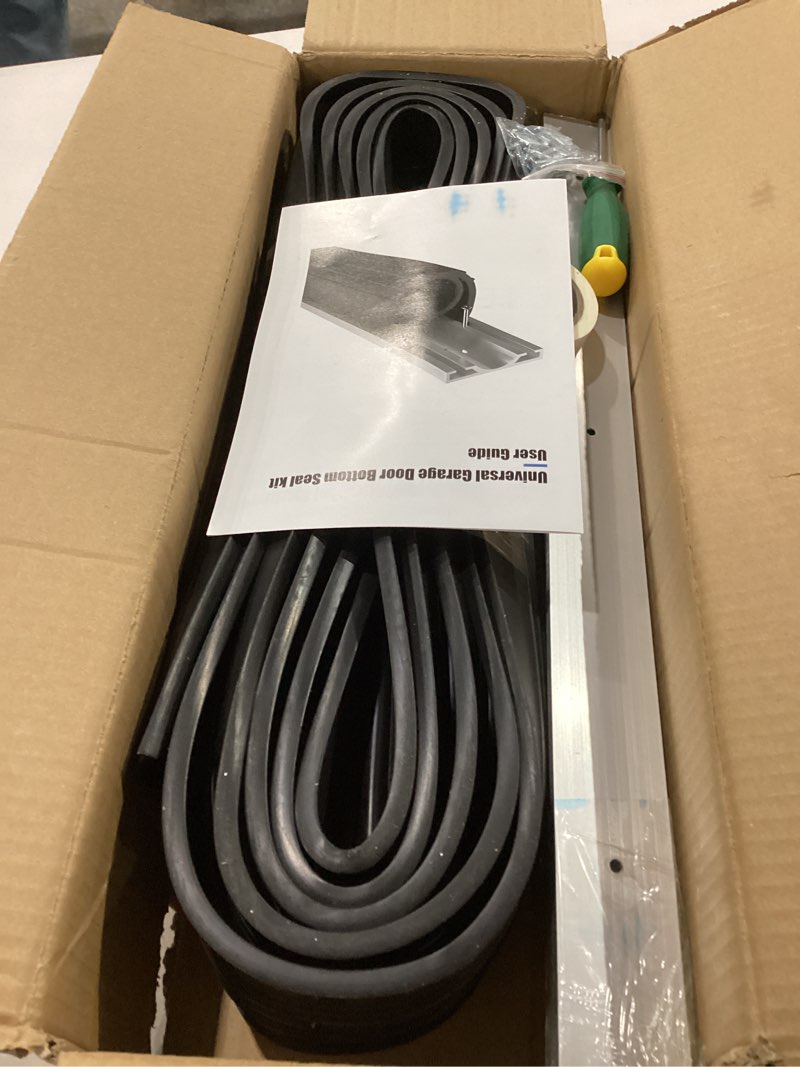 Condition photo showing New/Like New for Garage Door Seals Bottom Rubber – 16.5FT EPDM Weatherproof Seal with Pre-Drilled Aluminum Track Retainer Kit, Fits 8-20FT Doors, Rodent Proof, Noise Reducing (1.57" Width, Black) With Aluminum Track - 16.5 FT