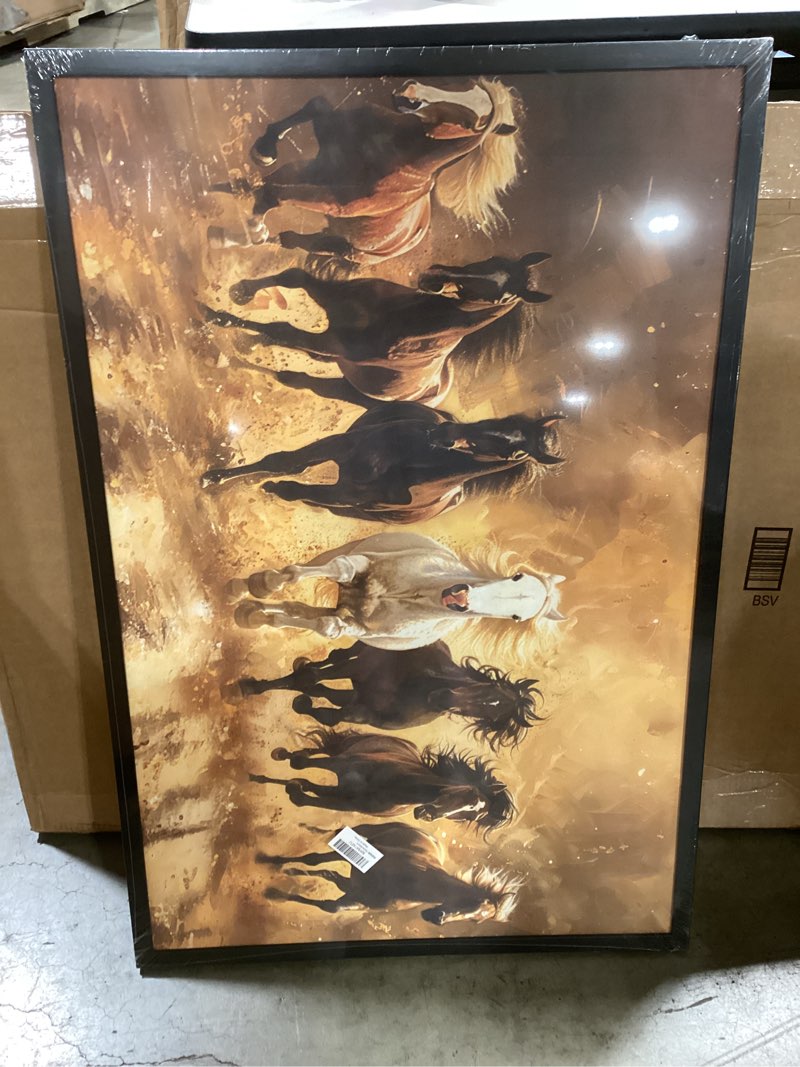 Condition photo showing Good Condition for americanflat 24x36 poster frame with polished plexiglass - streamline collection - thin border picture frame for wall display - hanging hardware included - black 24x36 black (similar )