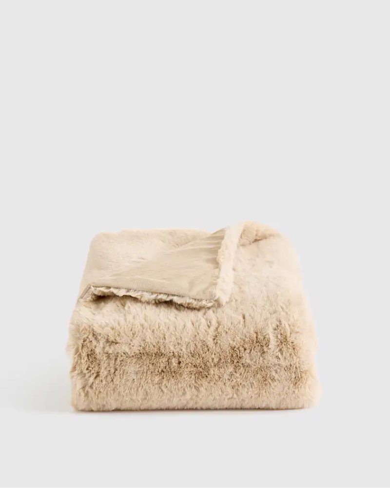 Luxury Faux Fur Throw, 50x60, Champagne
