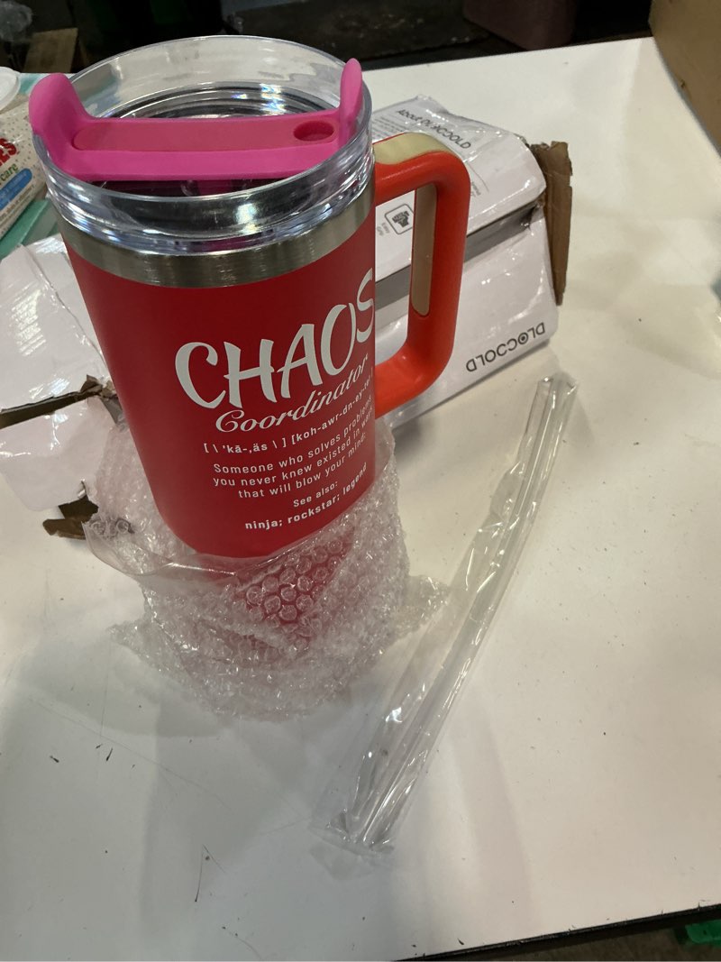 Condition photo showing New/Like New for dloccold thank you gifts for women, chaos coordinator tumbler, boss lady gifts for women, coworker, mom, manager, teacher, nurse, birthday, administrative professional day, 40oz tumbler, hot pink
