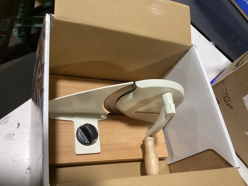 Condition photo showing New/Like New for zassenhaus original classic adjustable bread slicer for uniform slices - bread slicer for homemade bread - 18/8 stainless steel blade sourdough cutter - cream, 11.75" x 8" 11.75" x 8" x 4.7" cream