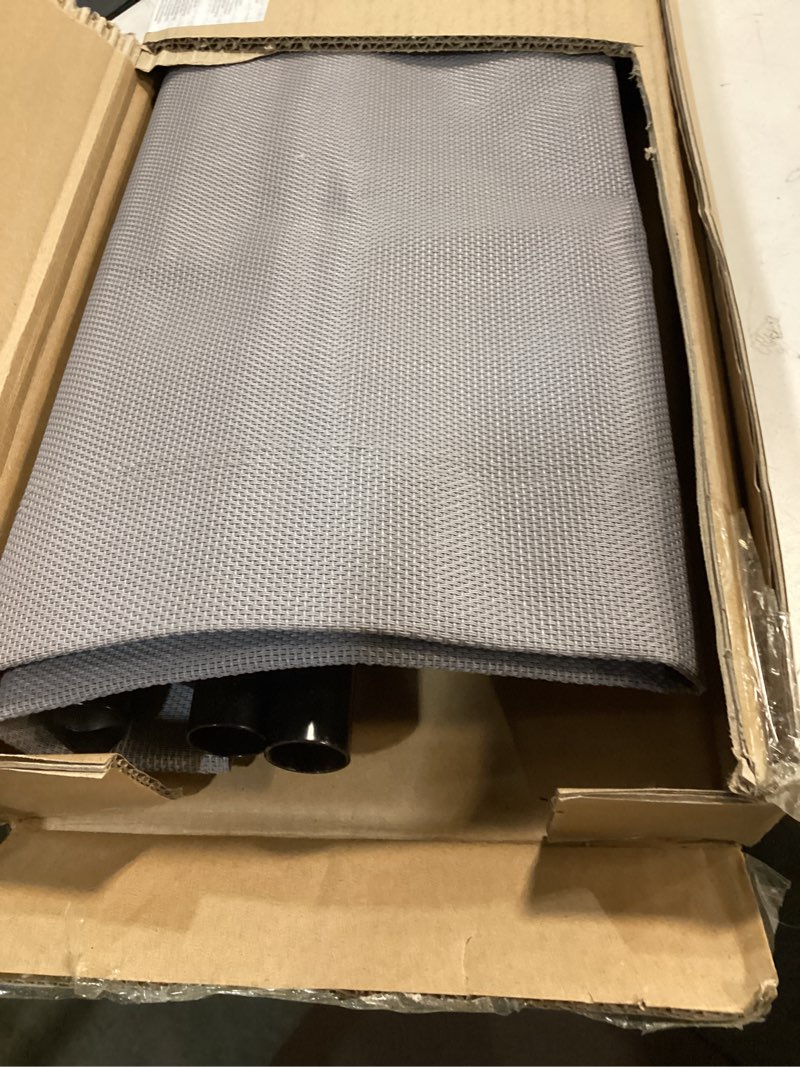 Condition photo showing As Is for Amazon Basics Cooling Breathable Elevated Dog Bed with Metal Frame for Large Dogs, 51 x 31 x 8 Inch, Grey Grey Large