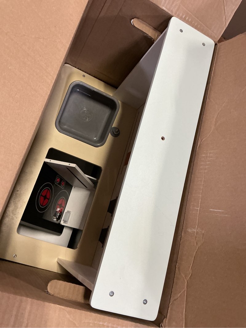 Condition photo showing As Is for ROBOTIME Play Kitchen Set for Kids Toddlers, Wooden Kids Play Kitchen Playset with Real Lights & Sounds, Pretend Toddler Kitchen Gift for Girls Boys Age 3+ Light Green