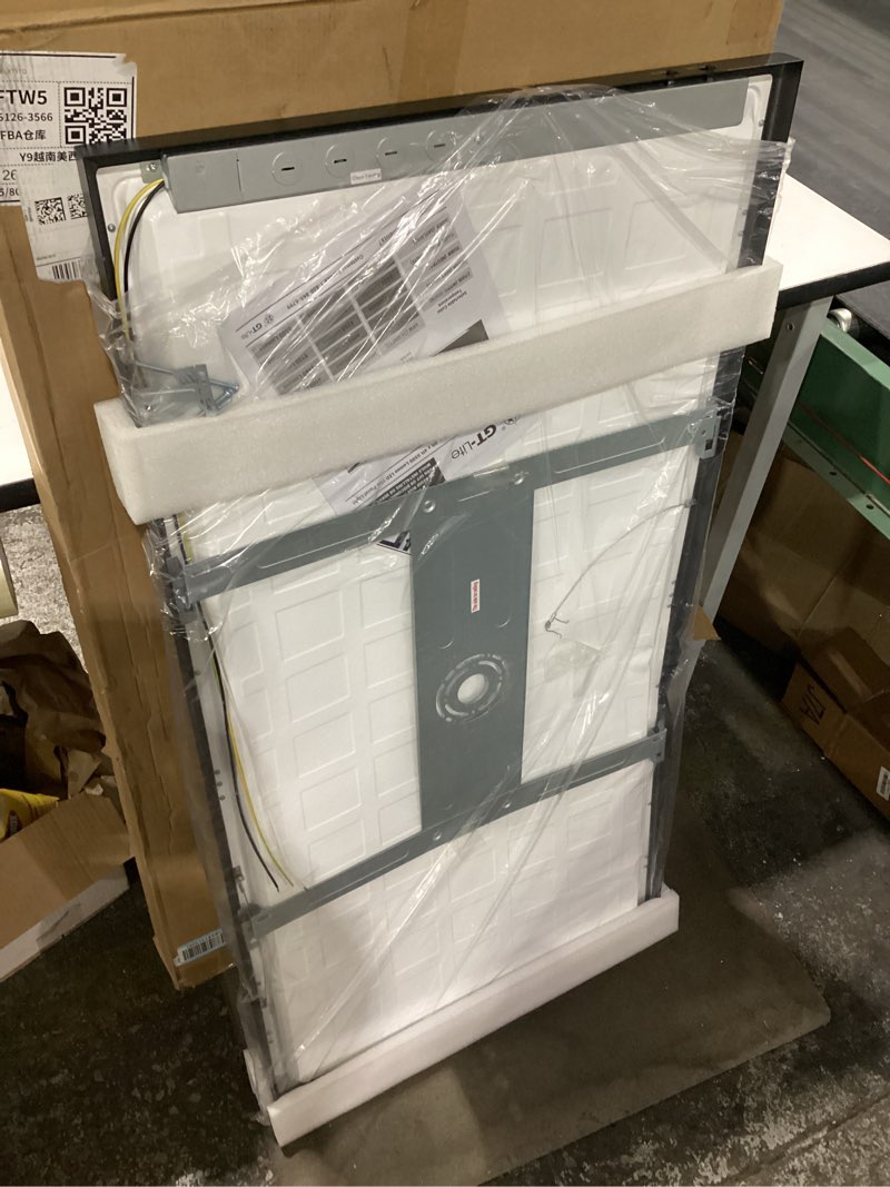 Condition photo showing As Is for gt-lite 2'x4' 5500 lumen led flat panel, flush mount and drop ceiling 2 way installation,black trim 5 cct, 3 level dim,cri 90 for home and office (2x4 feet) black 1 pack 2x4 feet